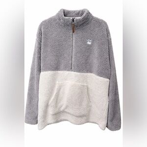 Charles River Apparel White and Gray Fleece Pullover